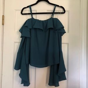 Teal Off-the-Shoulder Blouse